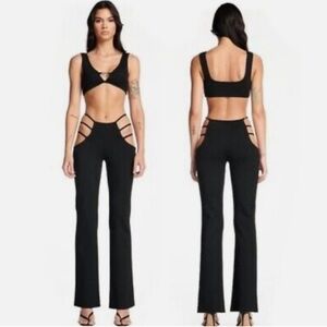 I.AM.GIA Black Strappy Flare Jumpsuit